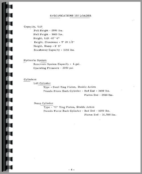 Parts Manual for Ford 800 Davis 101 Loader Attachment Sample Page From Manual