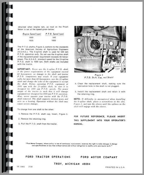 Operators Manual for Ford 8000 Tractor Sample Page From Manual