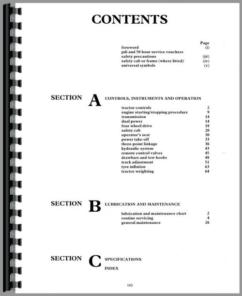 Operators Manual for Ford 8730 Tractor Sample Page From Manual