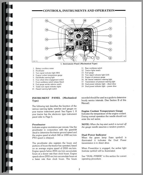 Operators Manual for Ford 8730 Tractor Sample Page From Manual