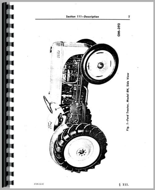 Operators Manual for Ford 8N Tractor Sample Page From Manual