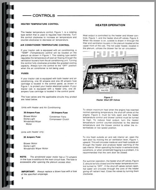 Operators Manual for Ford 9600 Tractor Sample Page From Manual