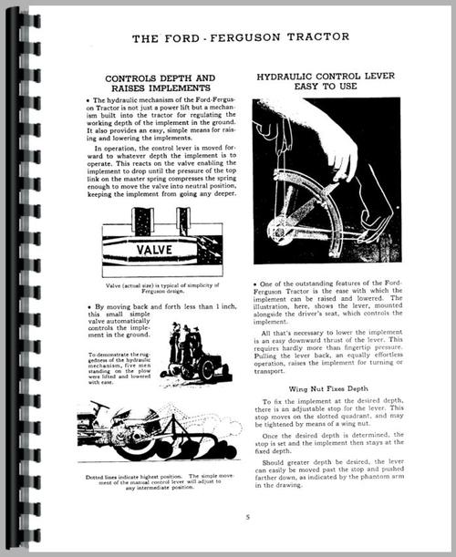 Operators Manual for Ford 9N Tractor Sample Page From Manual