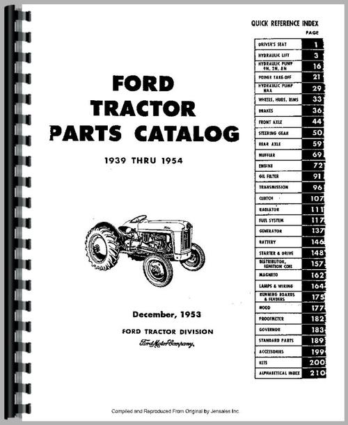 Parts Manual for Ford 9N Tractor Sample Page From Manual