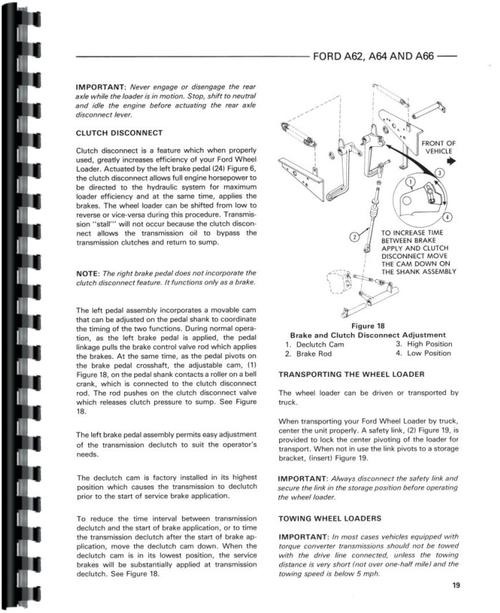 Operators Manual for Ford A62 Wheel Loader Sample Page From Manual