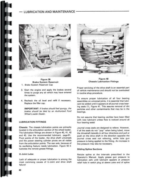 Operators Manual for Ford A62 Wheel Loader Sample Page From Manual