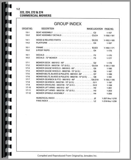Parts Manual for Ford CM222 Commercial Mower Sample Page From Manual