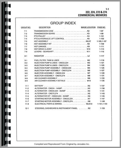 Parts Manual for Ford CM272 Commercial Mower Sample Page From Manual