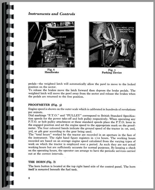 Operators Manual for Ford Dexta Tractor Sample Page From Manual