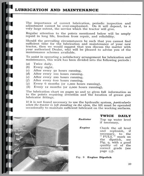 Operators Manual for Ford Fordson Power Major Tractor Sample Page From Manual
