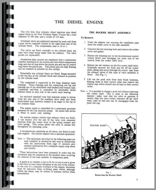Service Manual for Ford New Major Tractor Sample Page From Manual