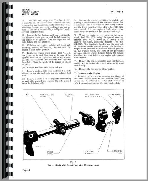 Service Manual for Ford Power Major Tractor Sample Page From Manual