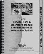 Operators Manual for Ford 54E Sherman 54E Backhoe Attachment