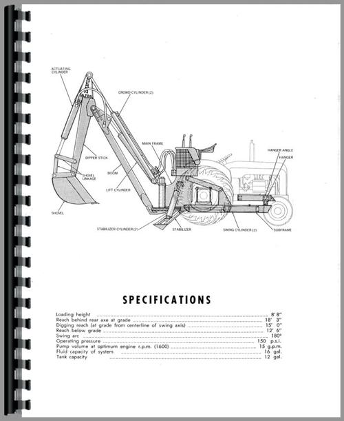 Operators Manual for Ford 54E Sherman 54E Backhoe Attachment Sample Page From Manual
