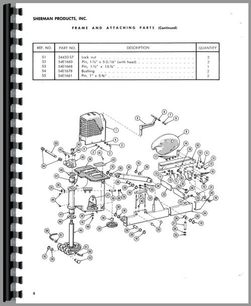Parts Manual for Ford Super Major Sherman 54E Backhoe Attachment Sample Page From Manual
