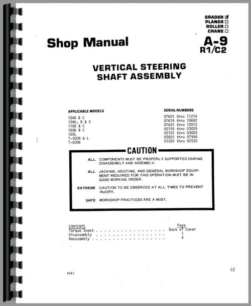 Service Manual for Galion 118C Grader Sample Page From Manual