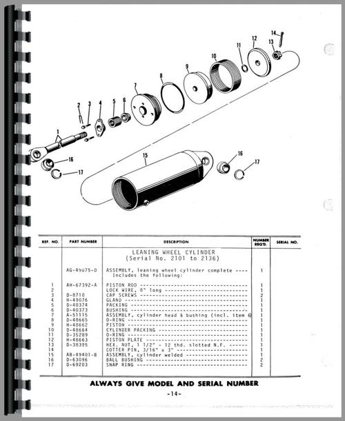 Parts Manual for Galion 160 Grader Sample Page From Manual