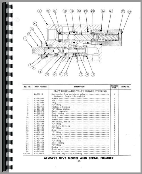 Parts Manual for Galion 503 grader Sample Page From Manual