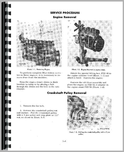 Service Manual for Galion 503A Grader IH Engine Sample Page From Manual