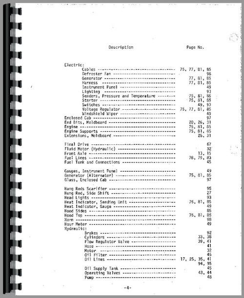 Parts Manual for Galion 503A Grader Sample Page From Manual