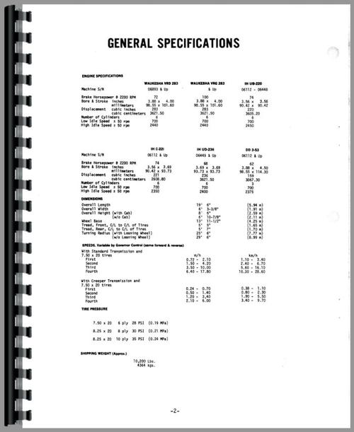 Operators Manual for Galion 503L Grader Sample Page From Manual