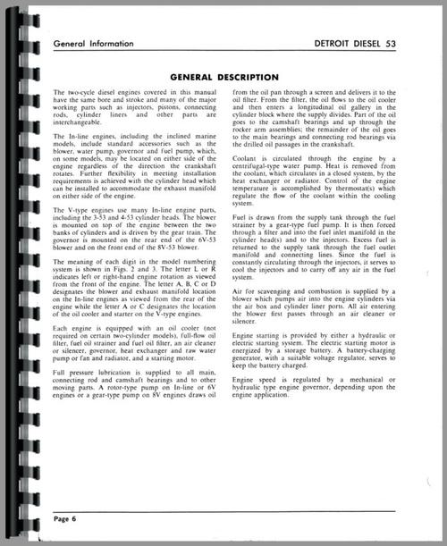 Service Manual for Galion A-606 Grader Detroit Diesel Engine Sample Page From Manual