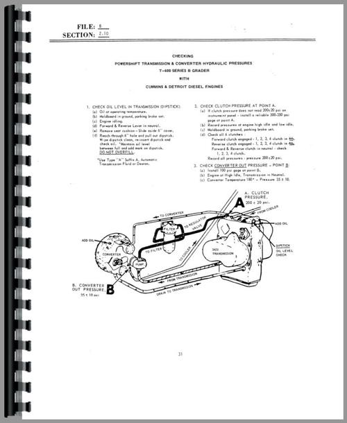 Service Manual for Galion D-562B Grader Sample Page From Manual