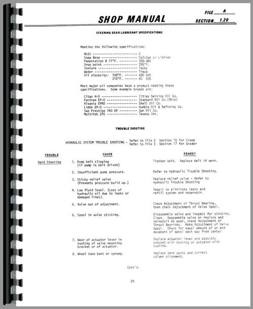 Service Manual for Galion D-565T Grader Sample Page From Manual