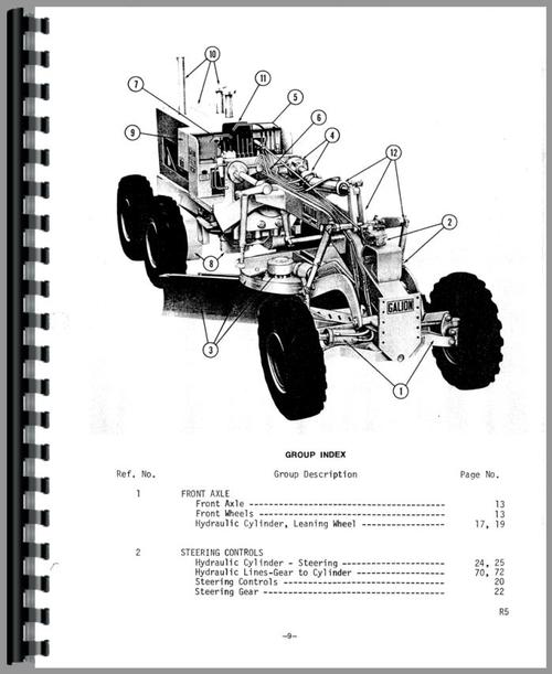 Parts Manual for Galion T-600B Grader Sample Page From Manual