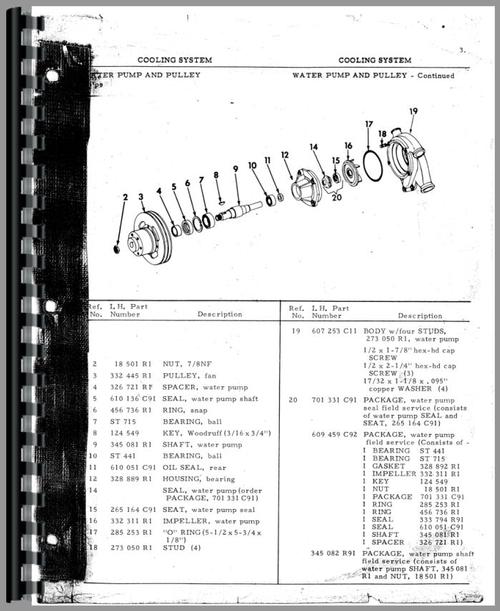 Parts Manual for Galion T-500A Grader Sample Page From Manual