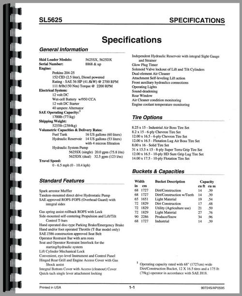 Service Manual for Gehl 5625 Skid Steer Loader Sample Page From Manual
