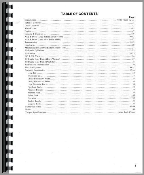 Parts Manual for Gehl HL2600 Skid Steer Loader Sample Page From Manual