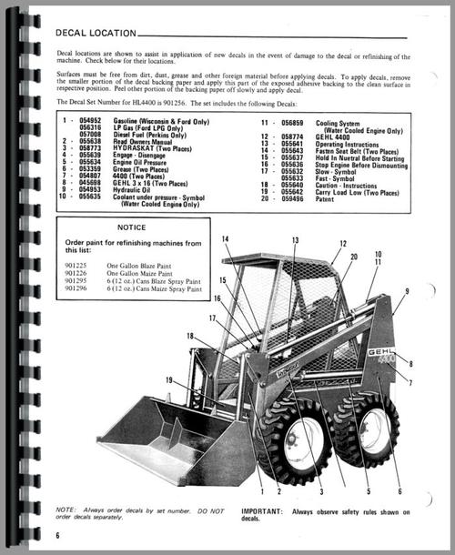 Service Manual for Gehl HL4400 Skid Steer Loader Sample Page From Manual