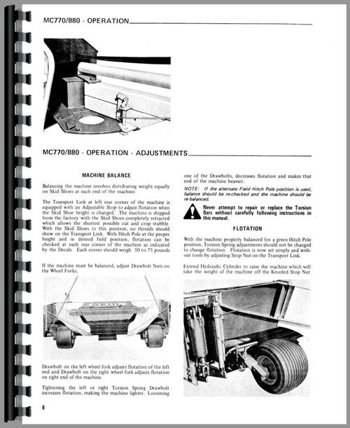 Operators Manual for Gehl MC770 Mower Conditioner Sample Page From Manual