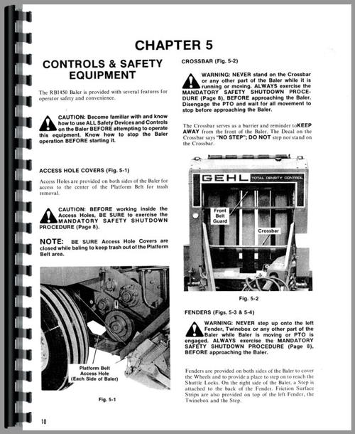 Operators Manual for Gehl RB1450 Round Baler Sample Page From Manual