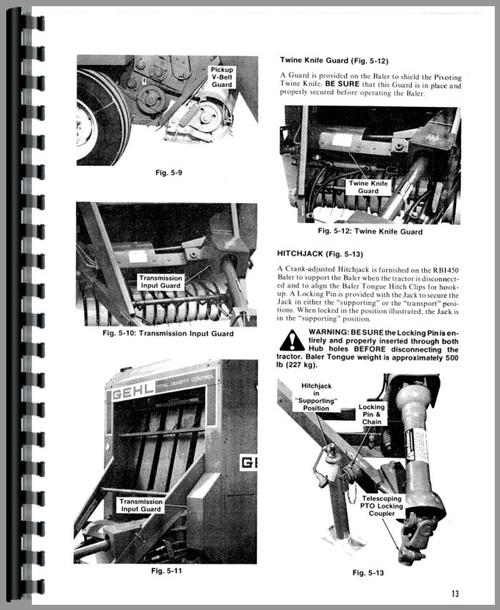 Operators Manual for Gehl RB1450 Round Baler Sample Page From Manual