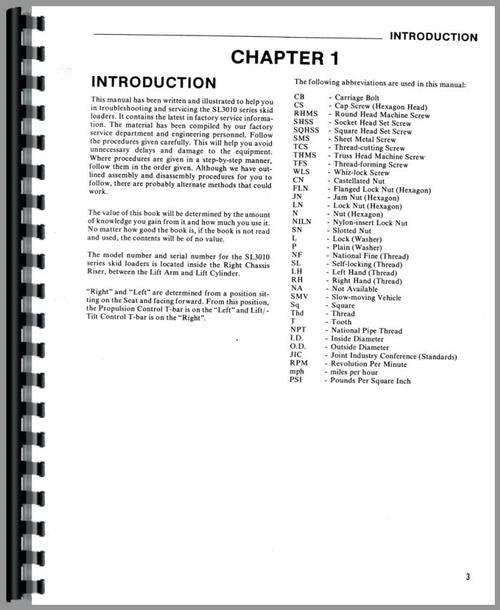 Service Manual for Gehl SL3510 Skid Steer Loader Sample Page From Manual