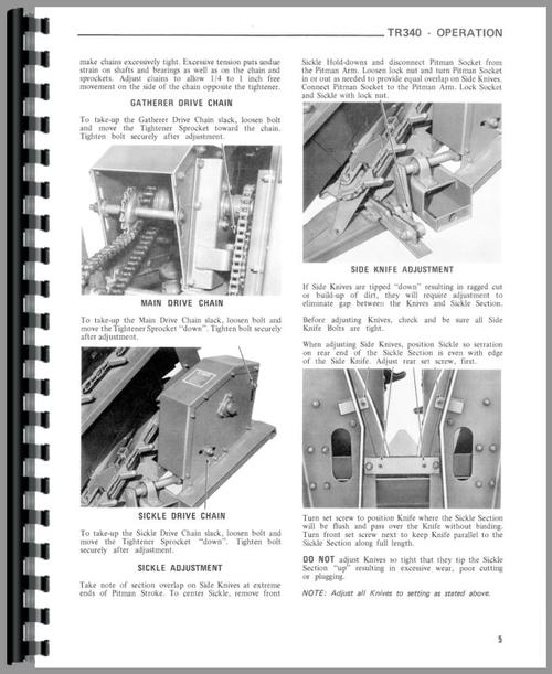Operators Manual for Gehl TR640 Corn Head Sample Page From Manual