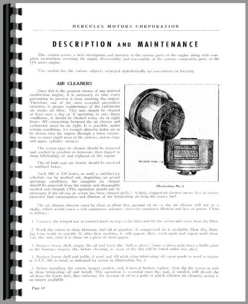 Service Manual for Gibson Gibson Tractor Hercules Engine Sample Page From Manual