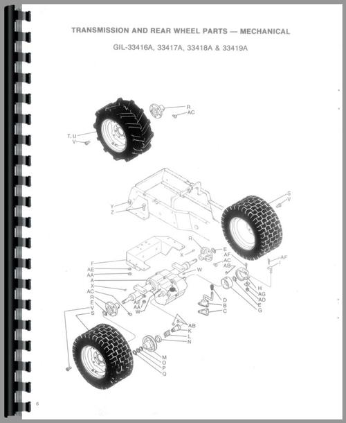 Parts Manual for Gilson 33416A Lawn & Garden Tractor Sample Page From Manual