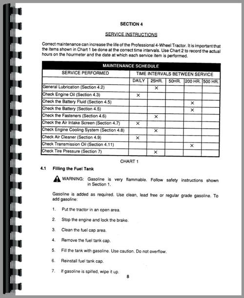Operators & Parts Manual for Gravely 14G Lawn & Garden Tractor Sample Page From Manual