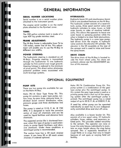 Operators Manual for Hahn 312 Tractor Sample Page From Manual