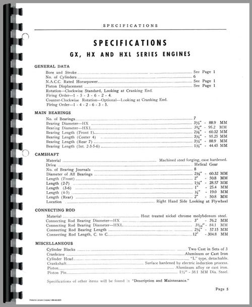 Service Manual for Hercules Engines GXB Engine Sample Page From Manual