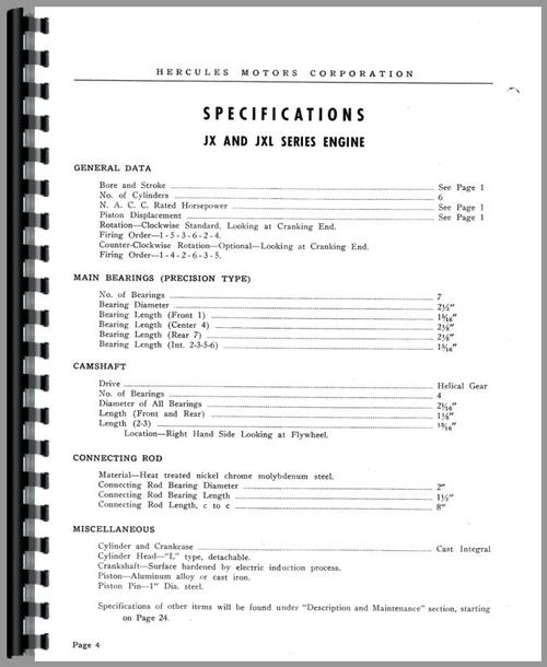 Service Manual for Hercules Engines JXA Engine Sample Page From Manual
