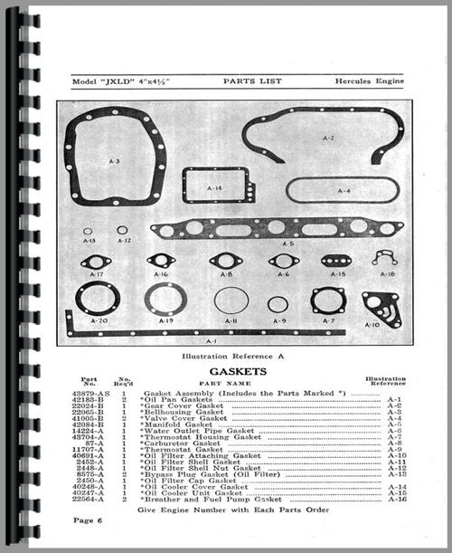 Parts Manual for Hercules Engines JXLD Engine Sample Page From Manual