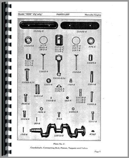 Parts Manual for Hercules Engines OOA Engine Sample Page From Manual