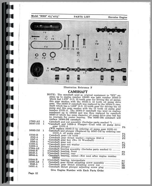 Parts Manual for Hercules Engines RX Engine Sample Page From Manual