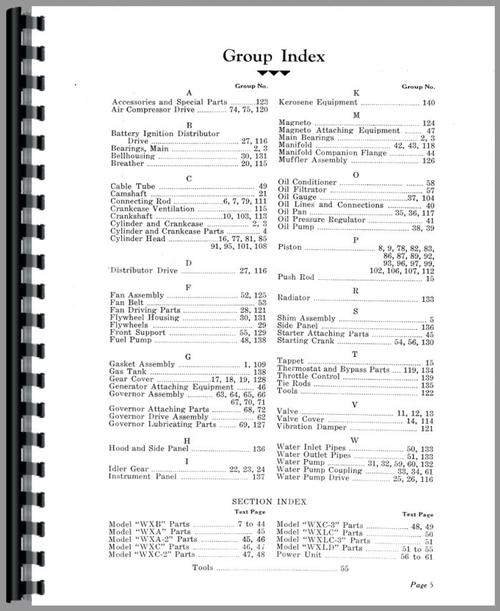 Parts Manual for Hercules Engines WXA Engine Sample Page From Manual