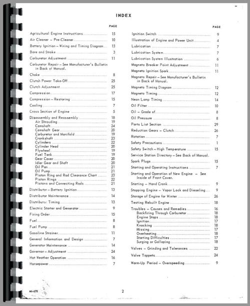 Service Manual for Hesston 280 Windrower Wisconsin Engine Sample Page From Manual