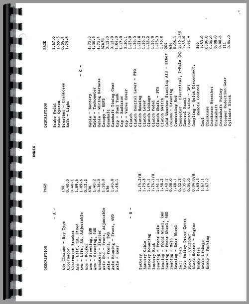 Parts Manual for Hesston 55-66 Tractor Sample Page From Manual